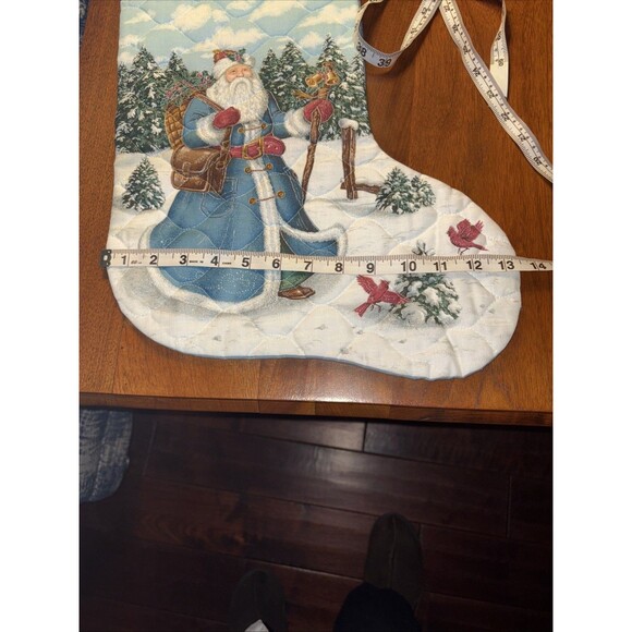 Christmas Stocking Blue With Santa And Toy Sack - Picture 4 of 6
